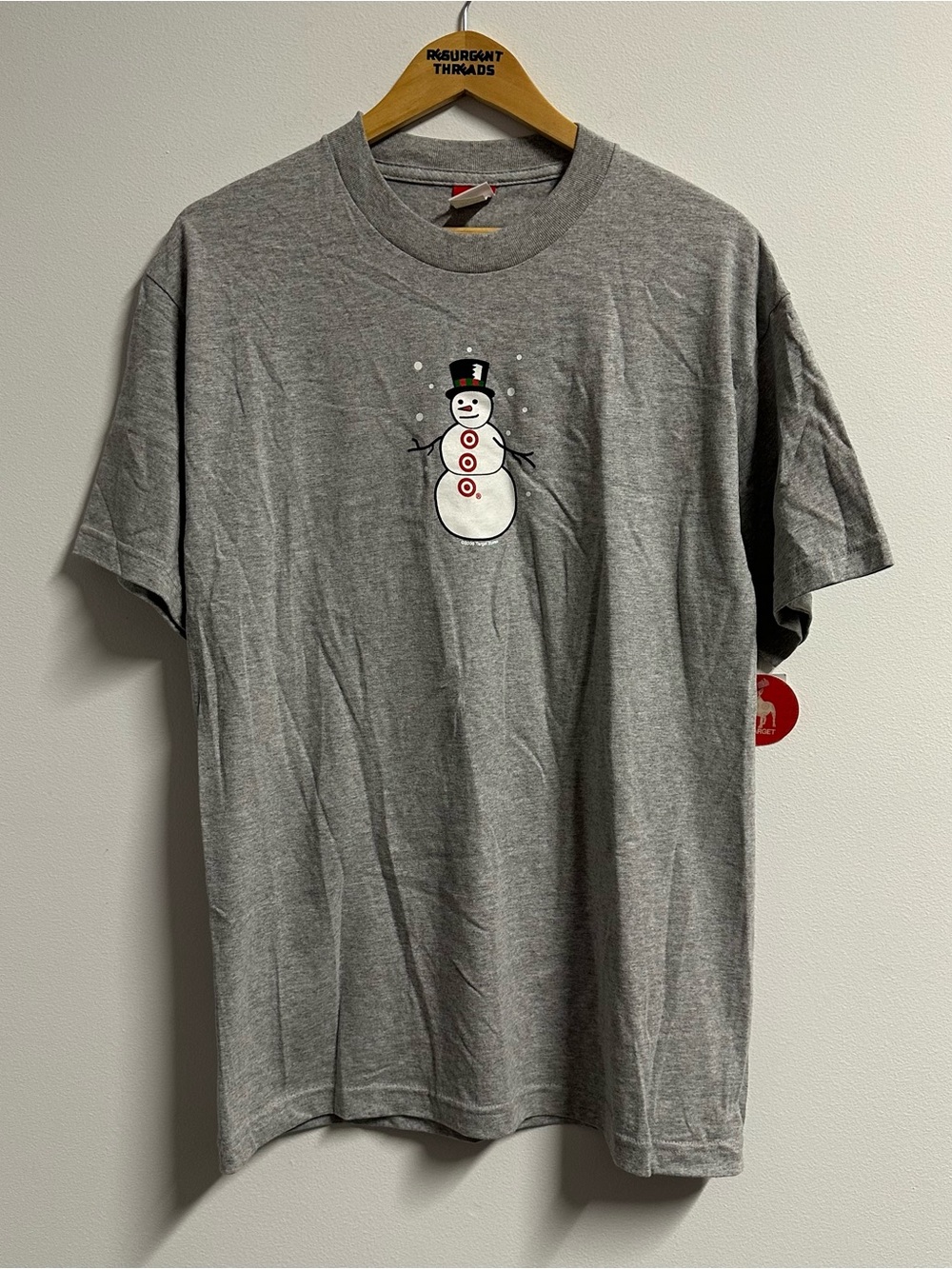 Y2K 2000 Target Snowman Christmas Promo Shirt Grey Large NWT
